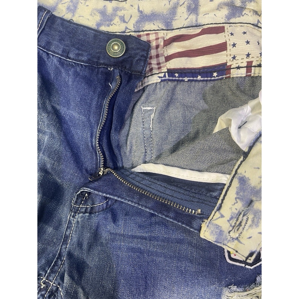 Dishou Jeans Men's 33X28 (Tag 36) Distressed Patched Splatter‎ Ripped Slim Blue - Picture 8 of 16
